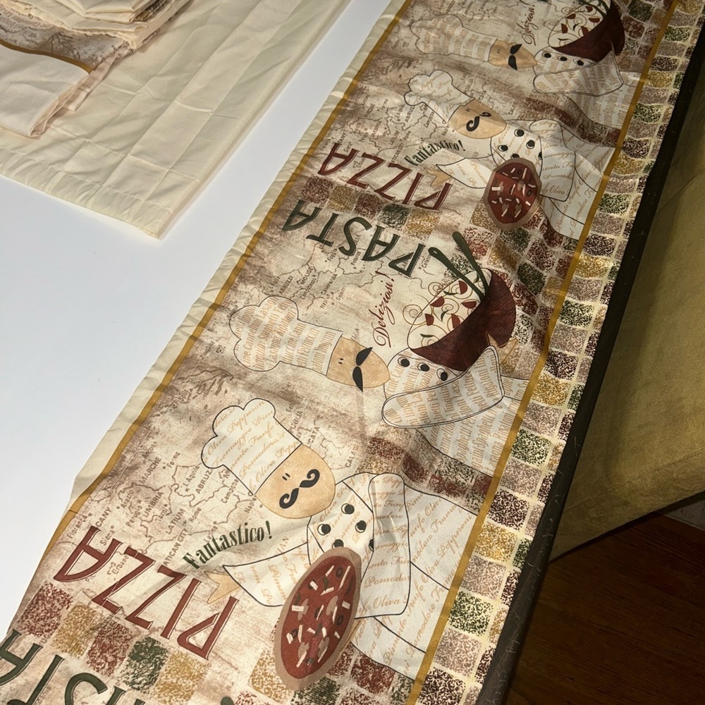 Fun Novelty Curtains Valence Sets Italian Food  
Pizza Pasta Cooking Kitchen new - Picture 7 of 15